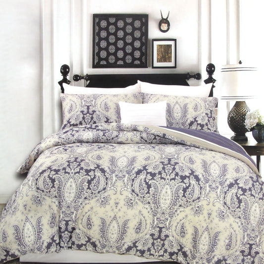 250TC Cotton Reversible Quilt Cover Set Elizabeth QUEEN