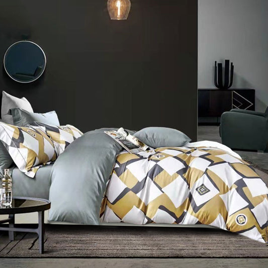 400TC Cotton Sateen Quilt Cover Set Modern Art QUEEN