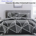 Artex Owen Charcoal Queen Quilt Cover Set Reversible Geometric