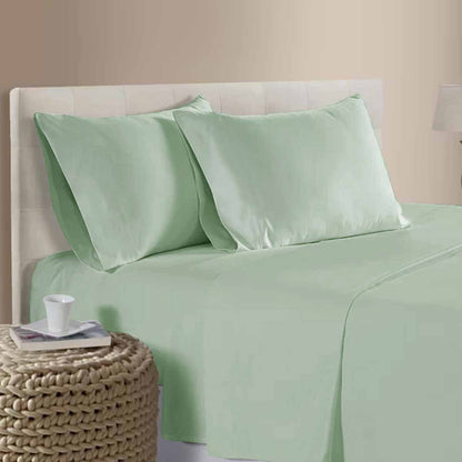 400TC 100% Cotton Sateen Premium Sheet Set 40cm Wall Sage Queen