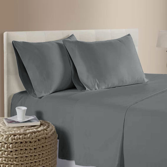 400TC Bamboo Cotton Sheet Set Pewter QUEEN