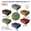 Grey 800TC Luxury Cotton Self-Stripe Sheet Set King 40 cm Wall King