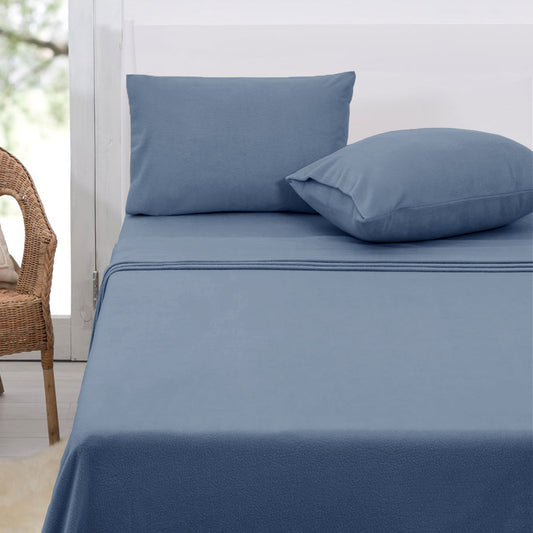 Polar Fleece Sheet Set QUEEN 36cm Wall Airforce Blue