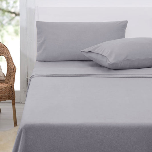 Polar Fleece Sheet Set KING 36cm Wall with KING Pillowcases Grey