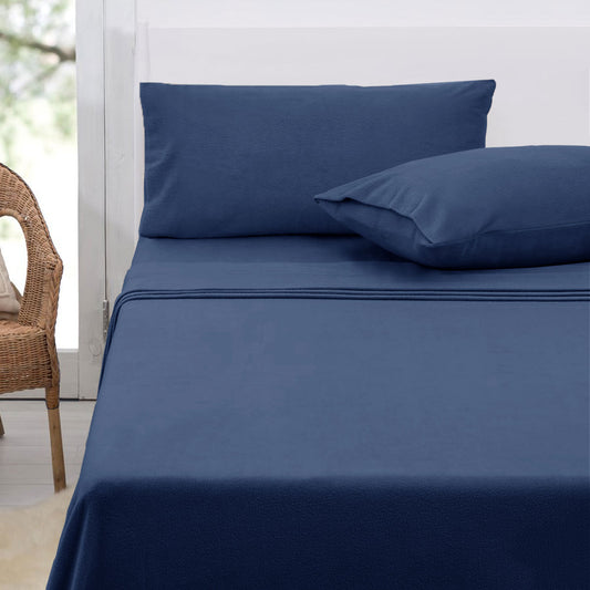 Polar Fleece Sheet Set KING 36cm Wall with KING Pillowcases Midnight Blue