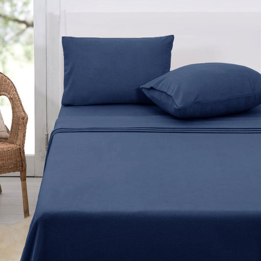 Polar Fleece Sheet Set QUEEN 36cm Wall Midnight Blue