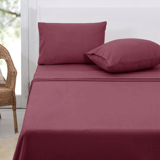Polar Fleece Sheet Set DOUBLE 30cm Wall Rosewood
