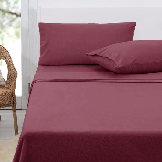 Polar Fleece Sheet Set KING 36cm Wall with KING Pillowcases Rosewood