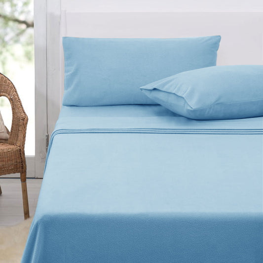 Polar Fleece Sheet Set KING 36cm Wall with KING Pillowcases Sky
