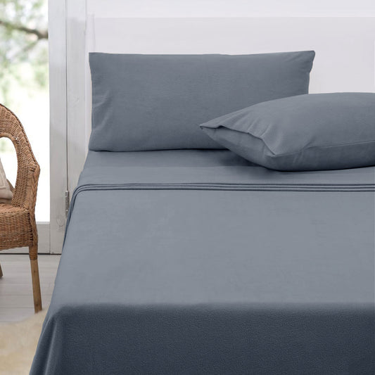 Polar Fleece Sheet Set KING 36cm Wall with KING Pillowcases Slate