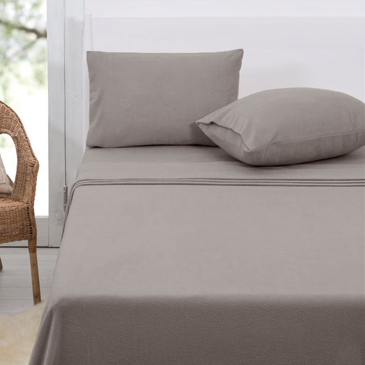 Polar Fleece Sheet Set QUEEN 36cm Wall Taupe