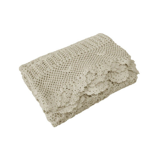 Linen Knitted Crochet Cotton Tablecloth Square 137 x 137cm Scalloped Edge 4-Seater