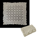 Linen Knitted Crochet Cotton Tablecloth Square 137 x 137cm Scalloped Edge 4-Seater