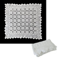 White Knitted Crochet Cotton Tablecloth Square 137 x 137 cm Scalloped Edging 4-Seater