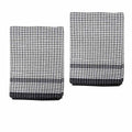 Hotel Living Set of 2 Jumbo Cotton Check Tea Towels 60x90cm Black