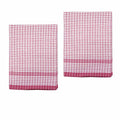Hotel Living Set of 2 Jumbo Cotton Check Tea Towels 60x90cm Cherry