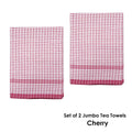 Hotel Living Set of 2 Jumbo Cotton Check Tea Towels 60x90cm Cherry