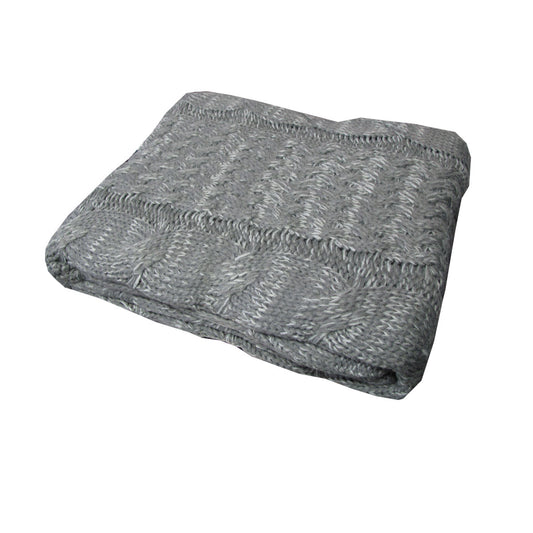 Cable Grey Knitted Throw Rug