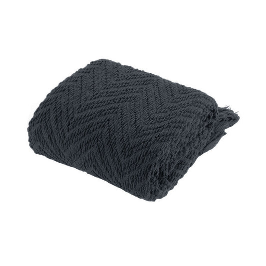Charcoal Knitted Throw Rug