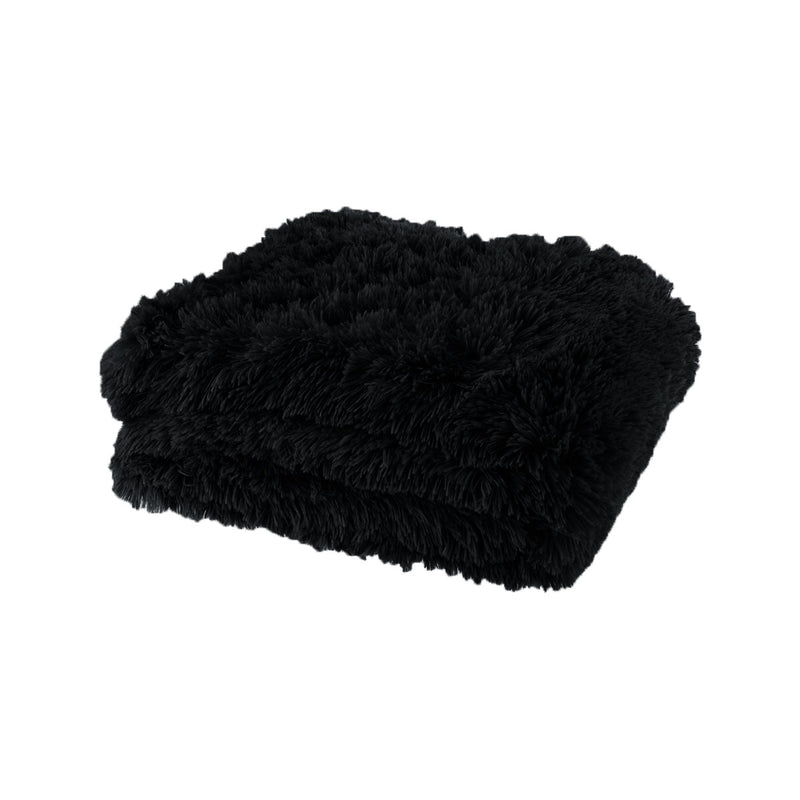 Lucia Shaggy Throw Rug 127x152cm Black Soft Shag Carpet