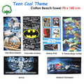 Teen Cool Theme Cotton Beach Towel 70 x 140 cm Batman From Man to Hero