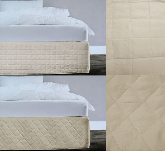 Random Pattern Quilted Valance Linen QUEEN