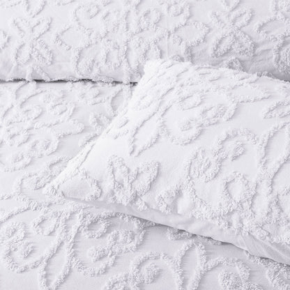 Bianca Ella White Cotton Chenille Floral Bedspread Set King