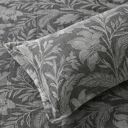 Bianca Maidstone Grey Floral Jacquard Bedspread Set Super King