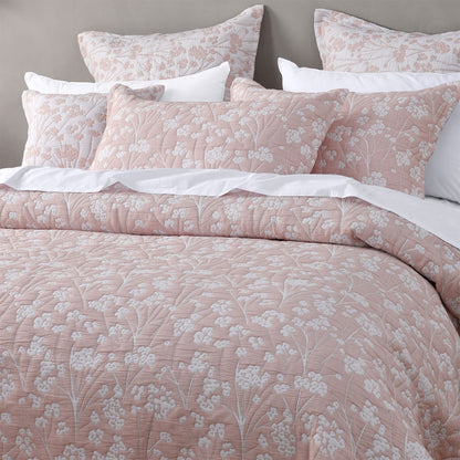 Bianca Myra Blush Floral Jacquard Bedspread Set Single