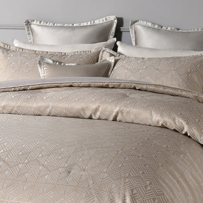 Bianca Bellagio Gold 6 Pcs Jacquard Geometric Comforter Set Queen/King