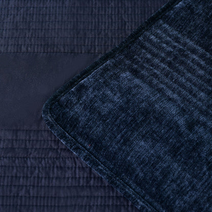 Bianca Cyrano Indigo Soft Velvet Polyester Quilted Coverlet Set Queen/King