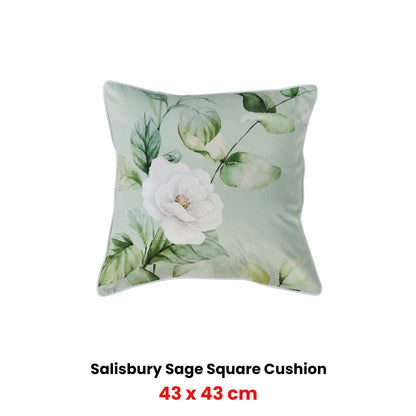 Bianca Salisbury Sage Velvet Square Filled Cushion 43 x 43cm