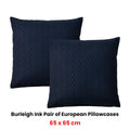 Bianca Pair of Burleigh Ink European Pillowcases 65 x 65cm