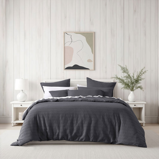 Bianca Kahlani Charcoal Waffle Quilt Cover Set Super King