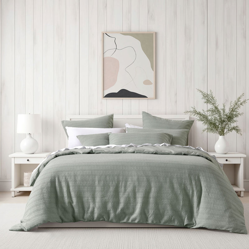 Bianca Kahlani Sage Waffle Quilt Cover Set Queen