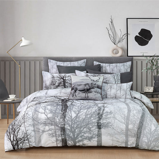 Bianca Myrtleford Grey Cotton Sateen Quilt Cover Set King