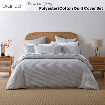 Bianca Pesaro Grey Polyester Cotton Quilt Cover Set King