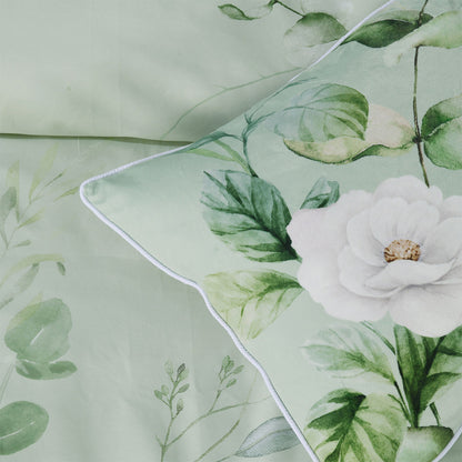 Bianca Salisbury Sage Floral Cotton Sateen Quilt Cover Set Queen