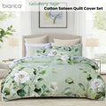 Bianca Sage Floral Cotton Sateen Quilt Cover Super King