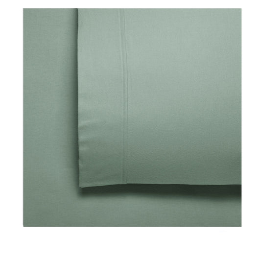 Bianca Fletcher Flannelette Cotton Sheet Set Sage SUPER KING