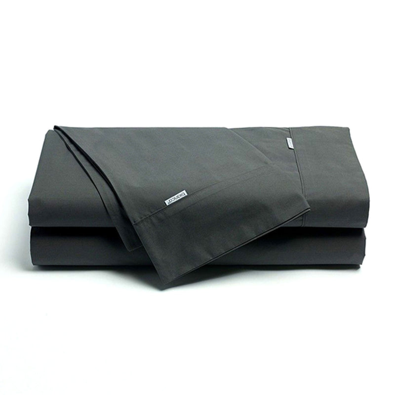 Bianca Heston Cotton Percale Sheet Set Charcoal QUEEN