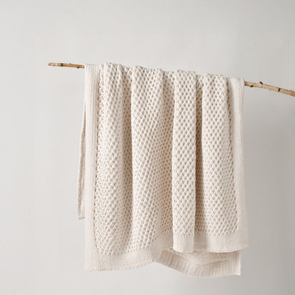 Bianca Sofala Cream Polyester Chenille Throw Rug 130 x 170 cm