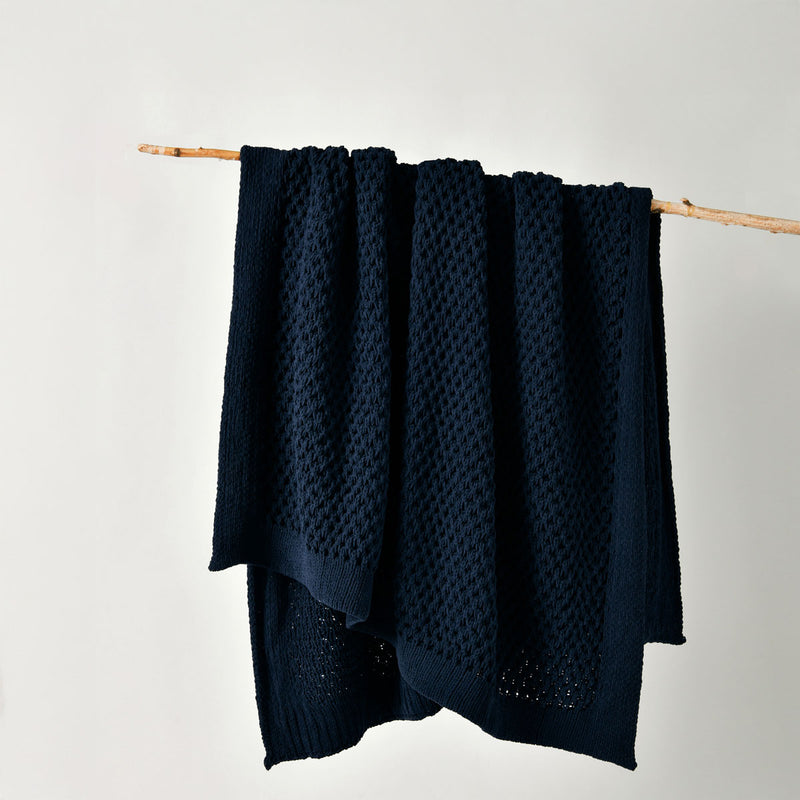Bianca Sofala Indigo Polyester Chenille Throw Rug 130 x 170 cm