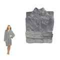 Plush Fleece Bath Robe 190GSM Grey Medium
