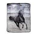 375gsm 3D Print Faux Mink Blanket Queen 200x240cm Horse
