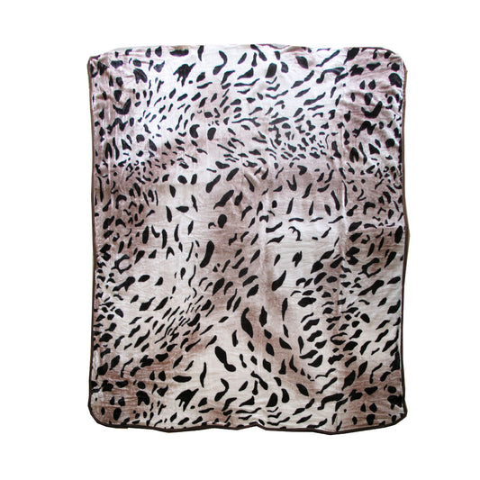 375gsm 1 Ply Animal Print Faux Mink Blanket QUEEN 200x240 cm Jaguar