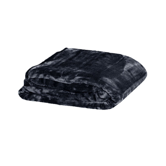 375gsm 1 Ply Solid Faux Mink Blanket QUEEN 200x240 cm Charcoal