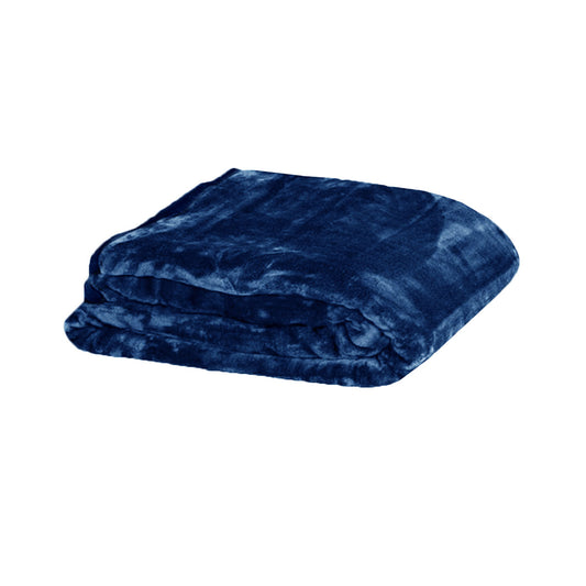 375gsm 1 Ply Solid Faux Mink Blanket QUEEN 200x240 cm Navy