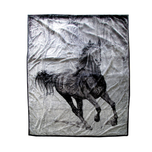 675gsm 2 Ply 3D Print Faux Mink Blanket QUEEN 200x240 cm Galloping Horse