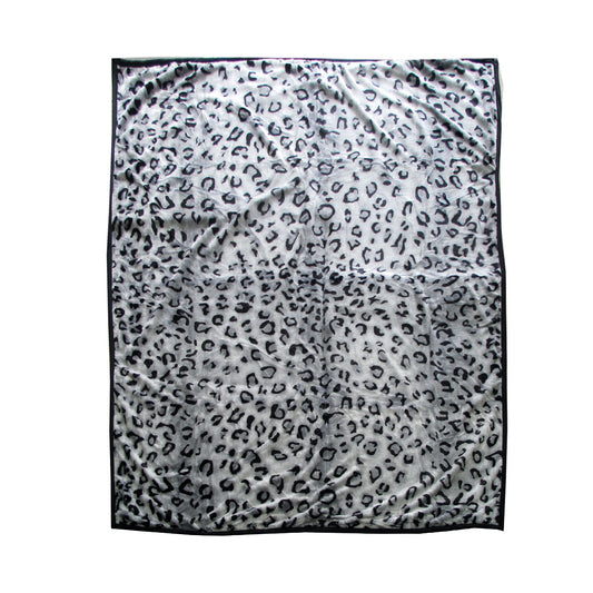675gsm 2 Ply Animal Print Faux Mink Blanket QUEEN 200x240 cm Snow Leopard